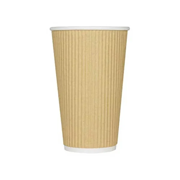 Kraft Ripple Coffee Cup 16 Oz – Premium Insulated Cups Without Lid (10 Pieces Pack)